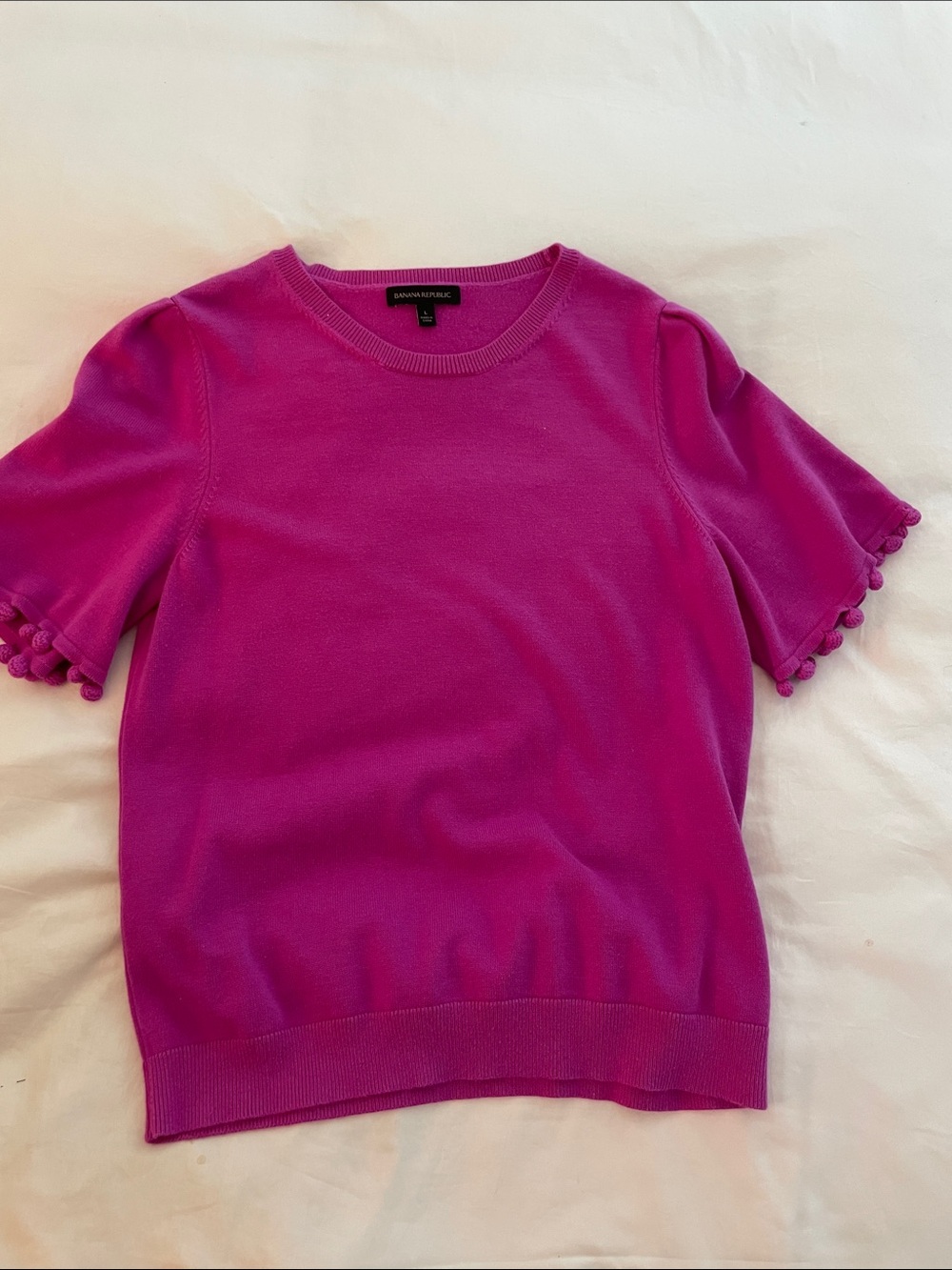 Banana Republic Short Sleeve Top with Pom Trim
